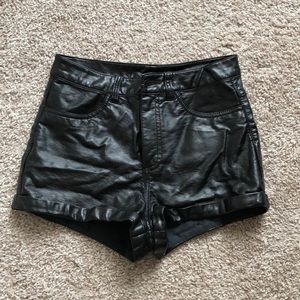 Faux leather shorts